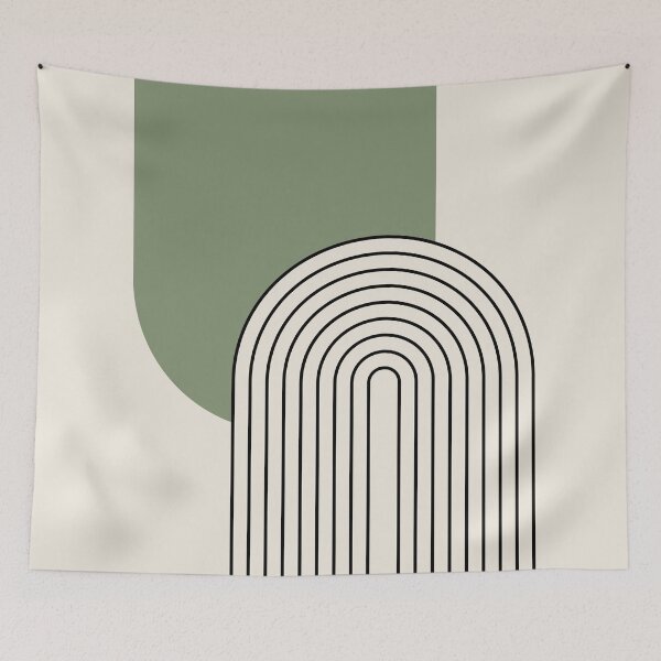 Item preview, Mid Century style line art with green arch designed and sold by BattaAnastasia.