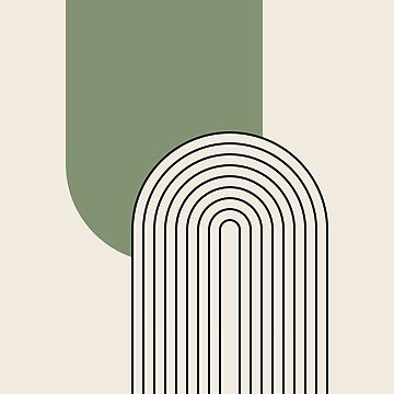 Artwork thumbnail, Mid Century style line art with green arch by BattaAnastasia