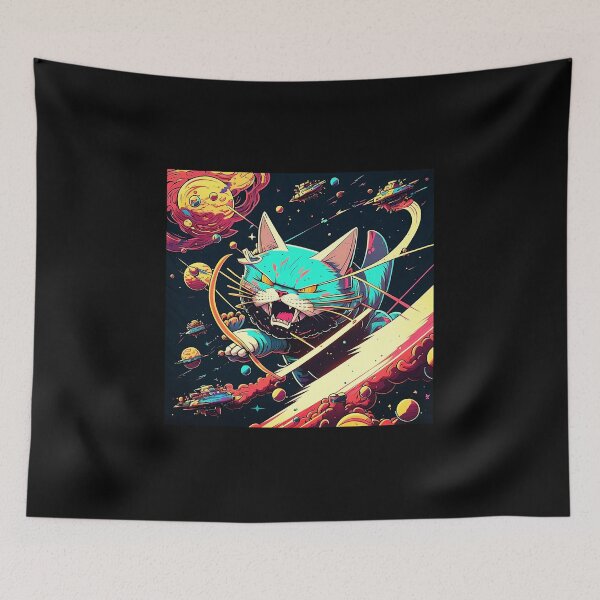 Item preview, Giant Angry Space Cat Rampaging Through a Star Fleet designed and sold by ZazuStudios.