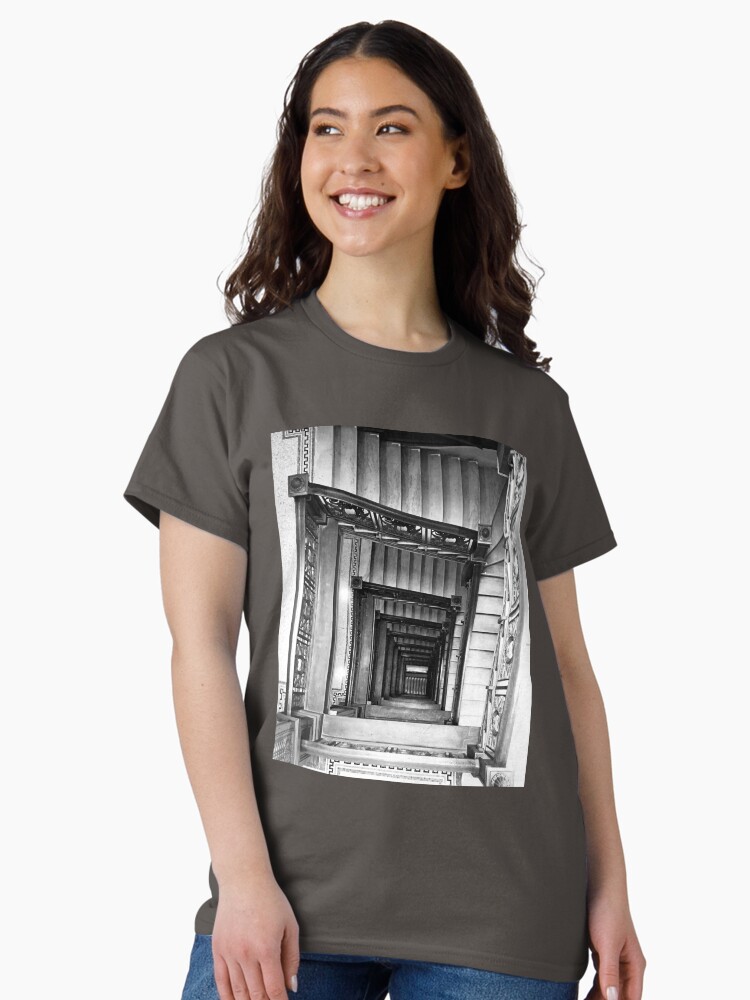 Thumbnail 2 of 7, Classic T-Shirt, Architecture Gift - The Old Staircase designed and sold by OneDayArt.