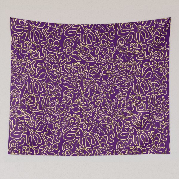Item preview, Yellow and Purple Abstract Linework Design Squiggle Artwork designed and sold by cadencreations.