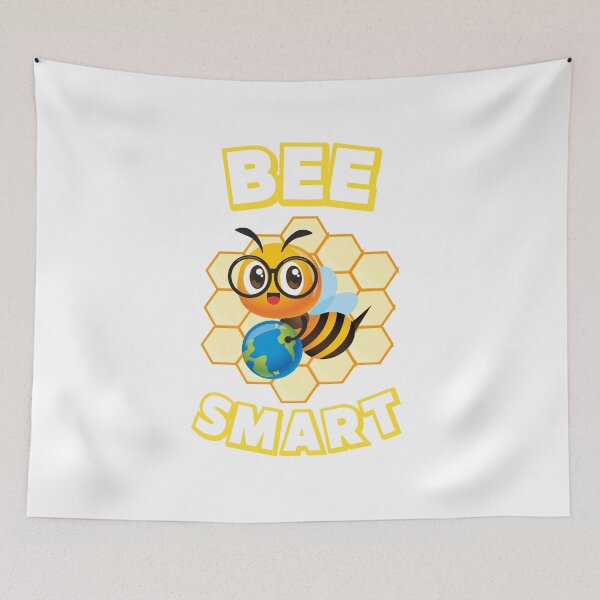 Item preview, Bee with glasses and globe in front of yellow honeycomb designed and sold by ArtDesign by KBK.