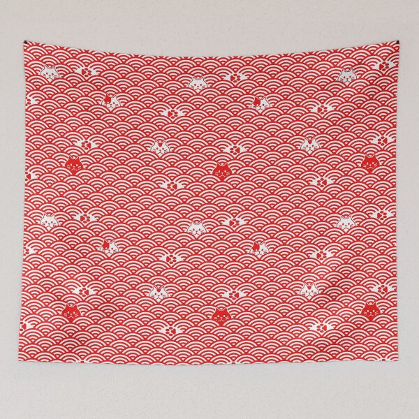 Item preview, Japanese Fan And Cats Pattern - Red Version designed and sold by WonderLang.