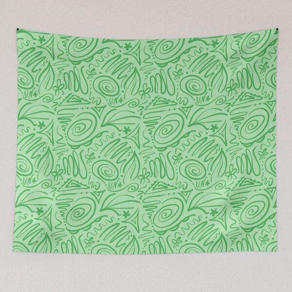 Item preview, Green Abstract Linework Design Squiggle Artwork designed and sold by cadencreations.