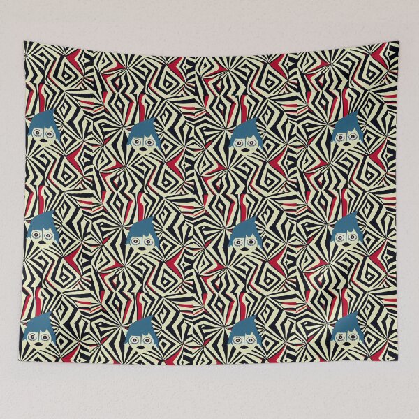 Item preview, Funky 60s Style Psychedelic Surface Pattern In Red, Black, Blue and White designed and sold by Fine Prints.