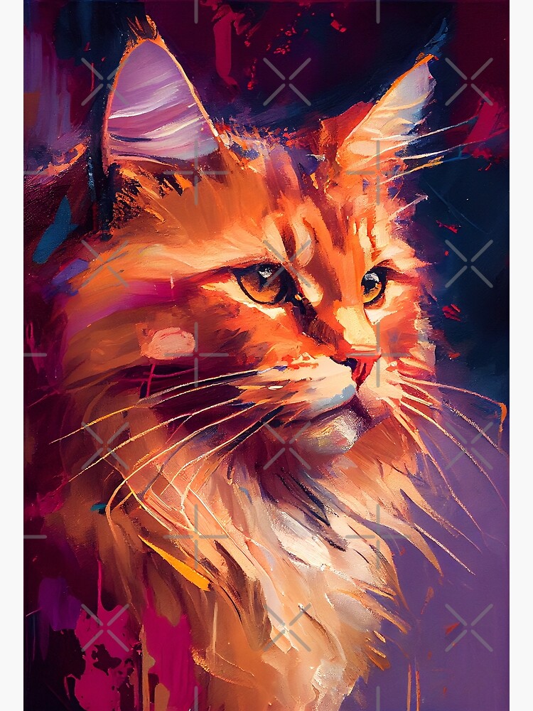 Disover Maine Coon Cat Abstract Portrait Premium Matte Vertical Poster