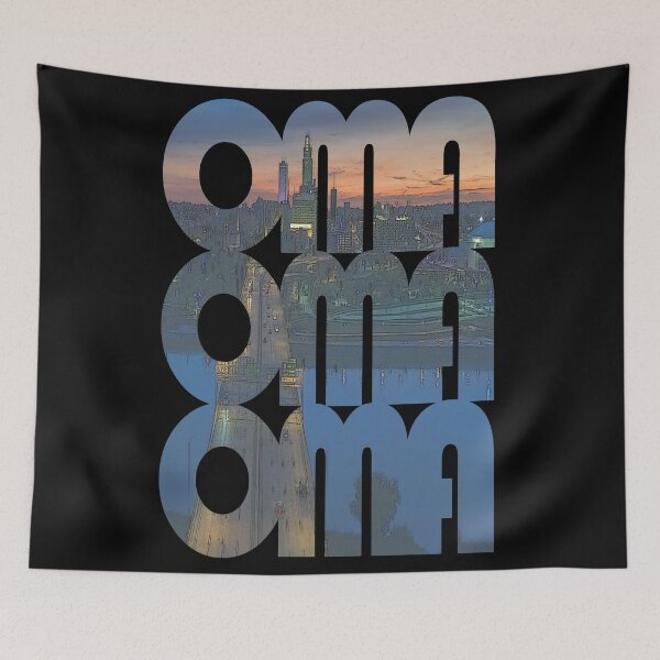 Item preview, Omaha, Nebraska OMA Sunset Cityscape Repeating Pattern designed and sold by CrabbyLobster.