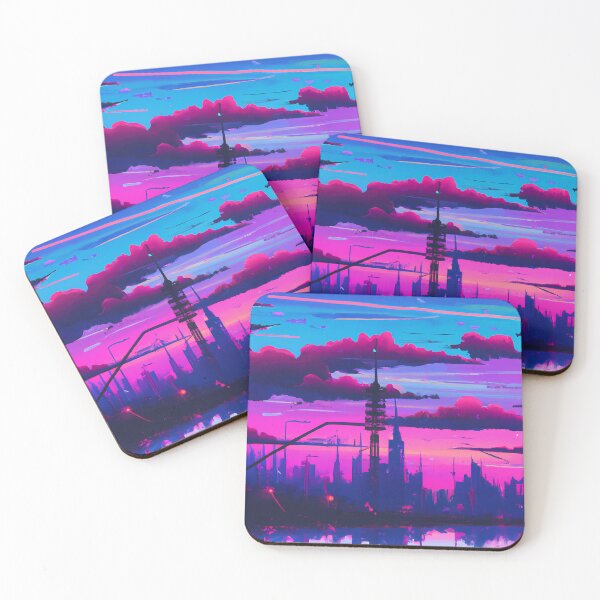 Item preview, Sunset In Futuristic City With A Synthwave Style  designed and sold by HVIUXLEE.