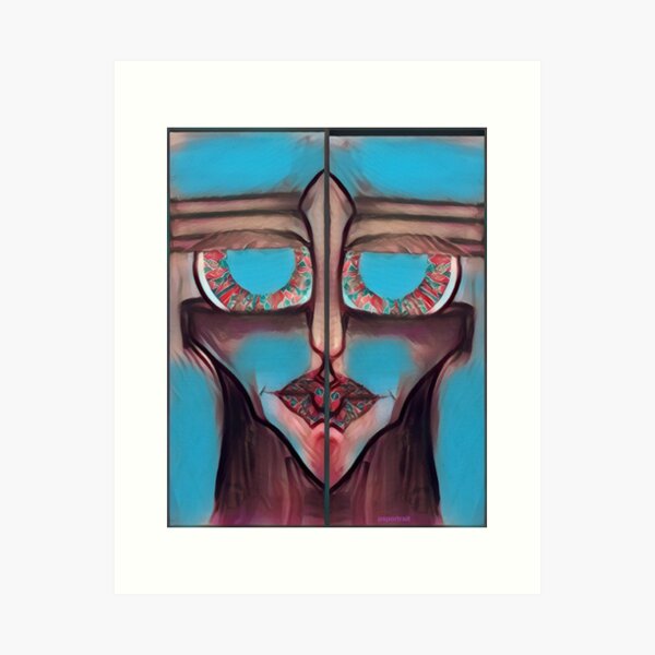 blu red portrait Art Print