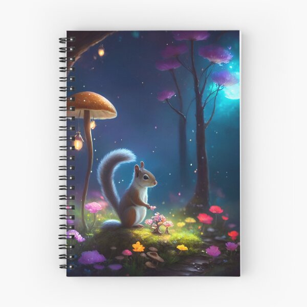Item preview, Squirrel sitting in the forest surrounded by flowers designed and sold by Whimsy Bu.