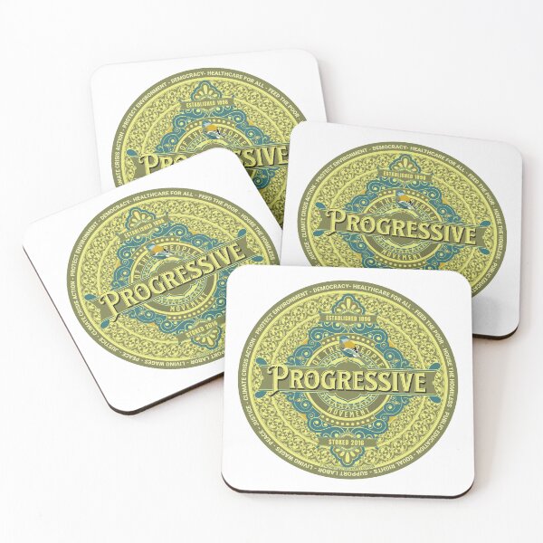 Item preview, PMD00599 Progressive Movement Designs green colored ornate graphic design shows you support progressive policy goals for progressive Democrats, progressive Independents and Bernie Sanders supporters designed and sold by ProgressiveLeft.