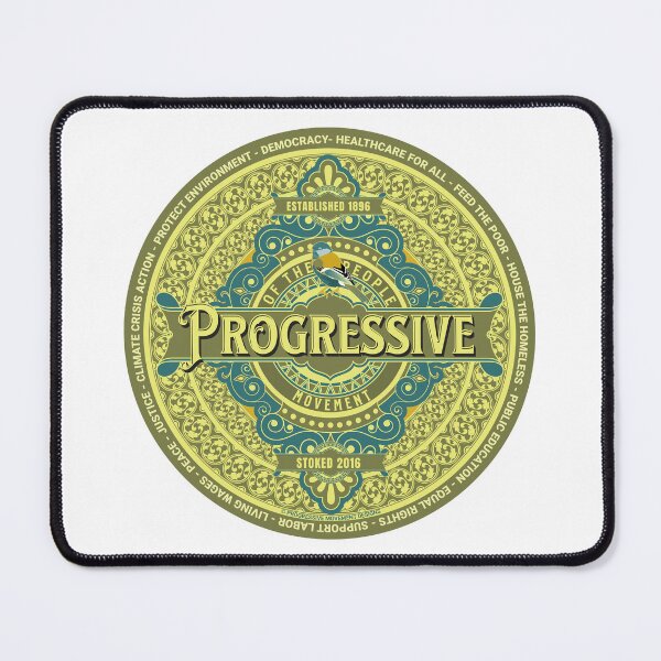Item preview, PMD00599 Progressive Movement Designs green colored ornate graphic design shows you support progressive policy goals for progressive Democrats, progressive Independents and Bernie Sanders supporters designed and sold by ProgressiveLeft.