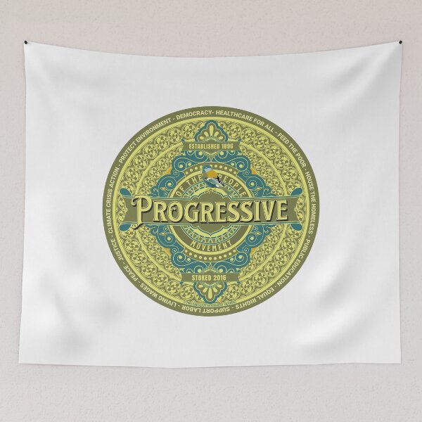 Item preview, PMD00599 Progressive Movement Designs green colored ornate graphic design shows you support progressive policy goals for progressive Democrats, progressive Independents and Bernie Sanders supporters designed and sold by ProgressiveLeft.