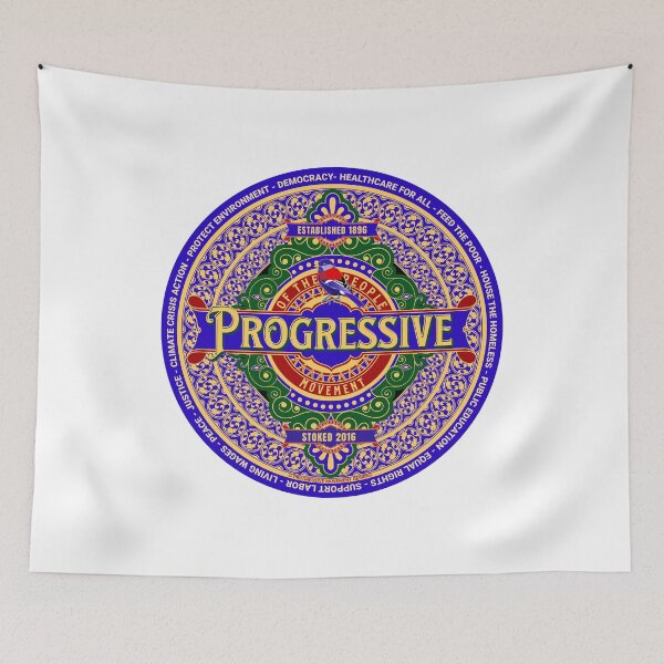 Artikelvorschau, PMD00600 Progressive Movement Designs blau gefärbtes verziertes Grafikdesign zeigt, dass Sie progressive politische Ziele für progressive Demokraten, progressive Unabhängige und Anhänger von Bernie Sanders unterstützen entworfen und verkauft von ProgressiveLeft.