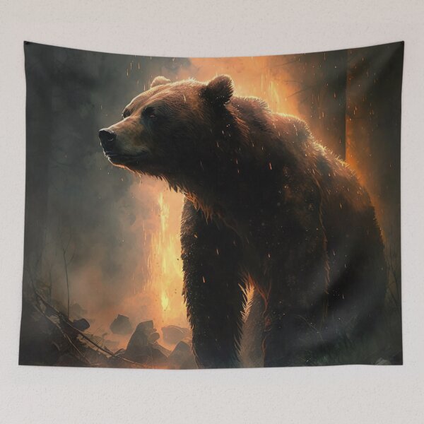 Item preview, bear in fire designed and sold by WallArtExclusiv.