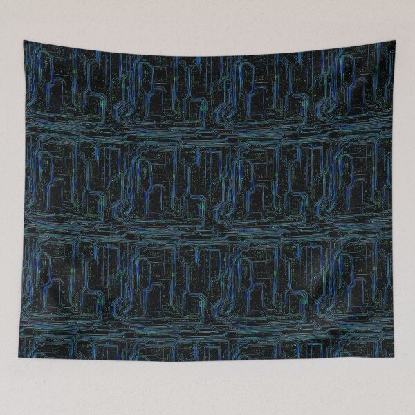 Item preview,  Cyberpunk neon matrix futuristic circuitboard wires code pattern  designed and sold by SJG-digital.