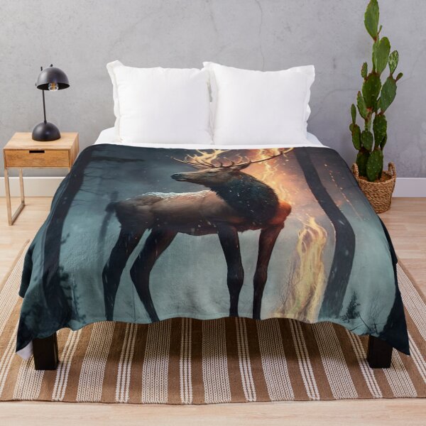 Item preview, deer in fire designed and sold by WallArtExclusiv.