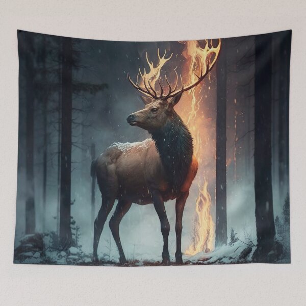 Item preview, deer in fire designed and sold by WallArtExclusiv.