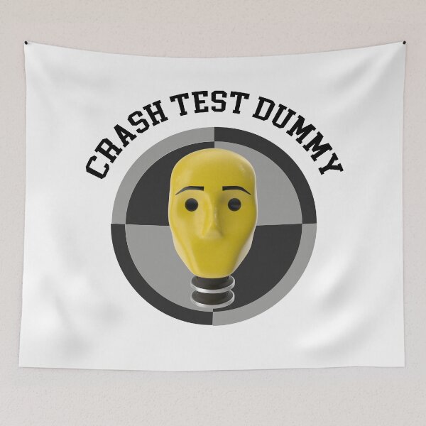 Item preview, Crash Test Dummy Yellow Head with Safety Mark Background designed and sold by activlifewear.