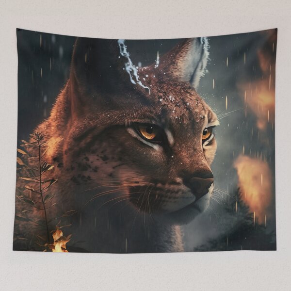 Item preview, Lynx in the fire designed and sold by WallArtExclusiv.