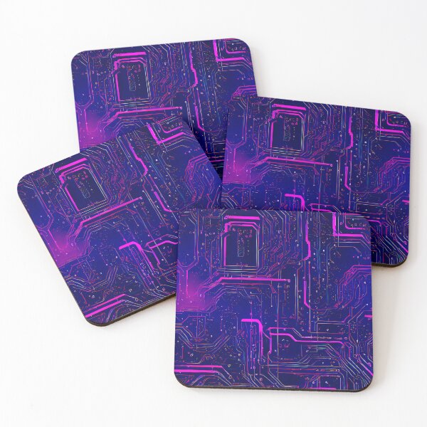 Item preview,  Cyberpunk neon pink futuristic circuitboard wires code pattern  designed and sold by SJG-digital.