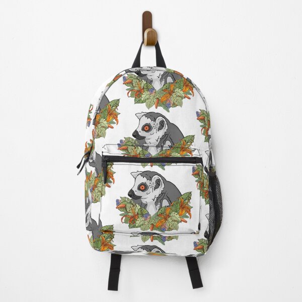 Item preview, Cute lemur surrounded by tropical leaves and exotic flowers designed and sold by Anastasiia Yurevych.