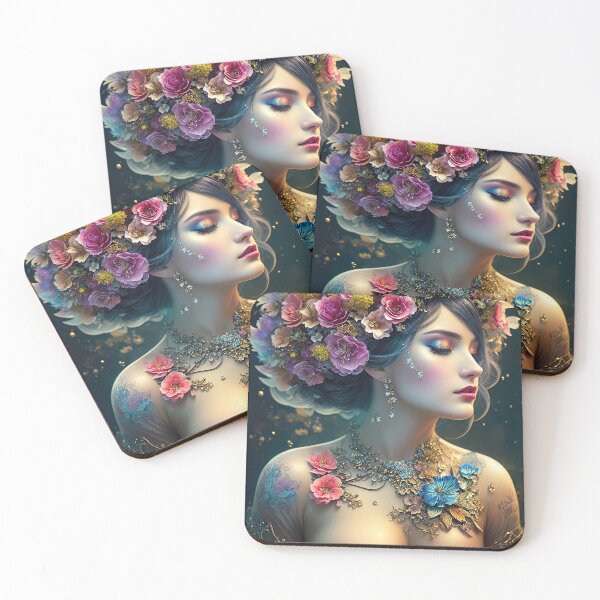Item preview, Female face portrait covered in flowers designed and sold by RK - Shop.