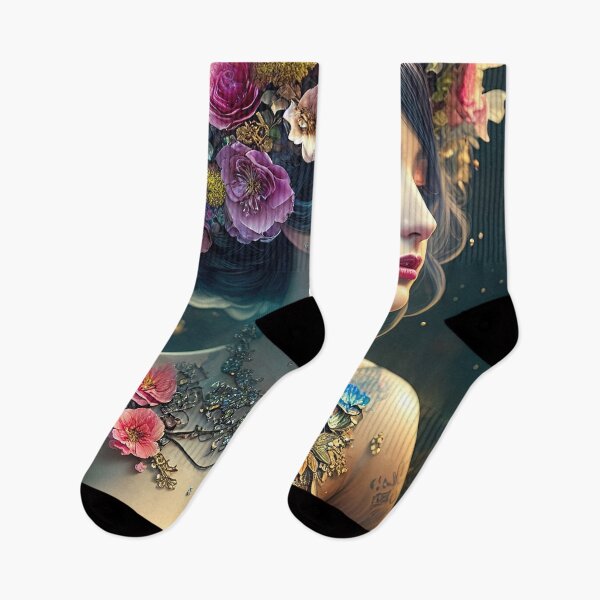 Item preview, Female face portrait covered in flowers designed and sold by RK - Shop.