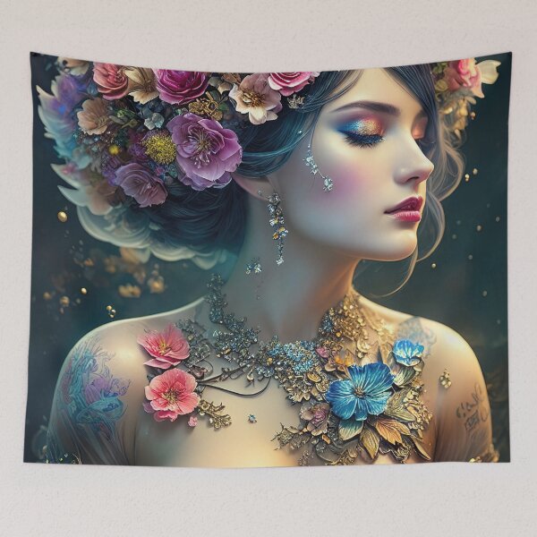 Item preview, Female face portrait covered in flowers designed and sold by RK - Shop.
