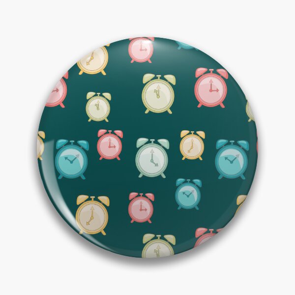 Item preview, colored retro clock alarm clocks on a dark green background designed and sold by YuYuKoroleva.