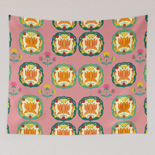 Item preview, indian lotus flower pattern designed and sold by KomalArteShop.