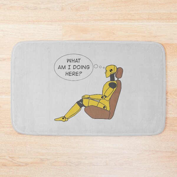 Item preview, Crash Test Dummy Yellow Man Sitting In Car Seat Ready For Crash Test with Questioning Himself What I am Doing Here? designed and sold by activlifewear.
