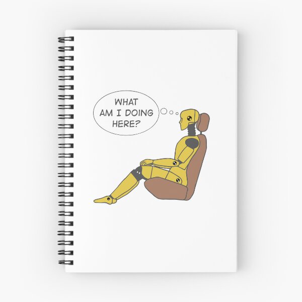 Item preview, Crash Test Dummy Yellow Man Sitting In Car Seat Ready For Crash Test with Questioning Himself What I am Doing Here? designed and sold by activlifewear.