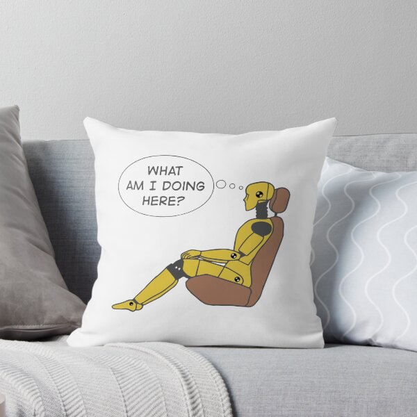 Item preview, Crash Test Dummy Yellow Man Sitting In Car Seat Ready For Crash Test with Questioning Himself What I am Doing Here? designed and sold by activlifewear.