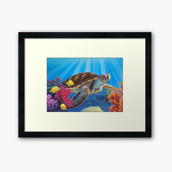 Item preview, Sea Turtle in the Ocean with Colorful Reefs and Fish designed and sold by Ambiance Sauvage.