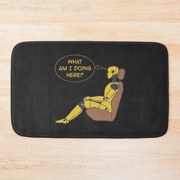 Item preview, Copy of Crash Test Dummy Yellow Man Sitting In Car Seat Ready For Crash Test with Questioning Himself What I am Doing Here? designed and sold by activlifewear.