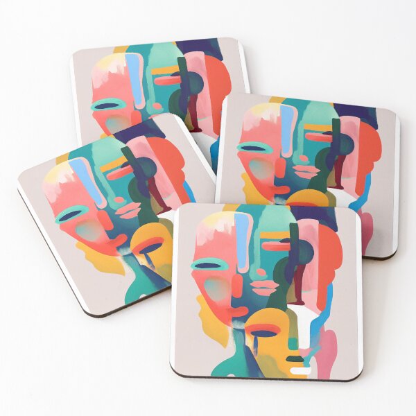 Item preview, abstract art colorful faces designed and sold by Adorarts.
