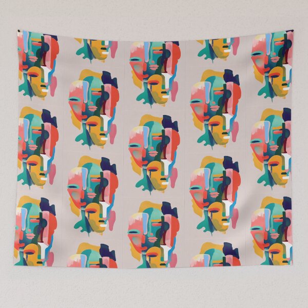 Item preview, abstract art colorful faces designed and sold by Adorarts.