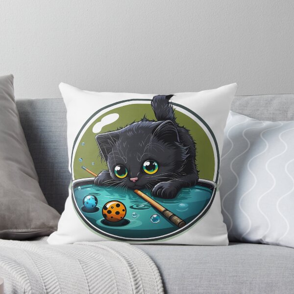 Item preview, Black cat tries to play pool designed and sold by Richard-Y.