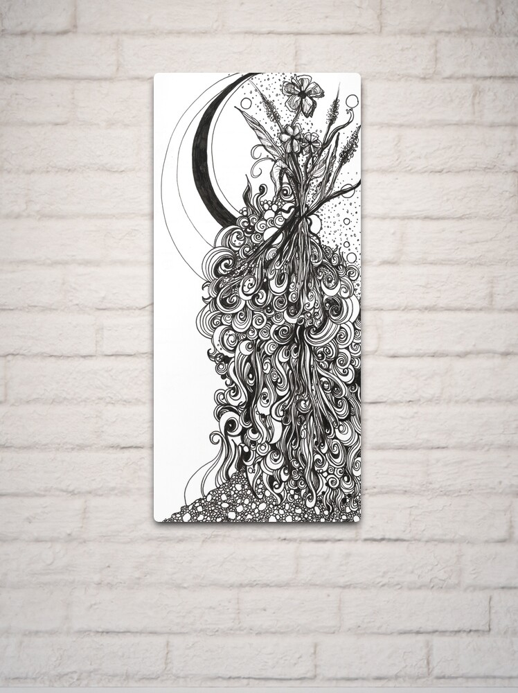 Thumbnail 2 of 4, Metal Print, Springing, Ink Drawing designed and sold by Danielle Scott.