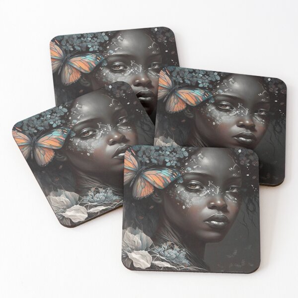 Aperçu de l'œuvre Beauté afro exotique avec papillon créée et vendue par XCentric00.