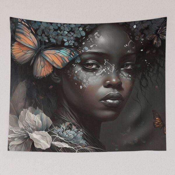Item preview, Exótica belleza afro con mariposa designed and sold by XCentric00.