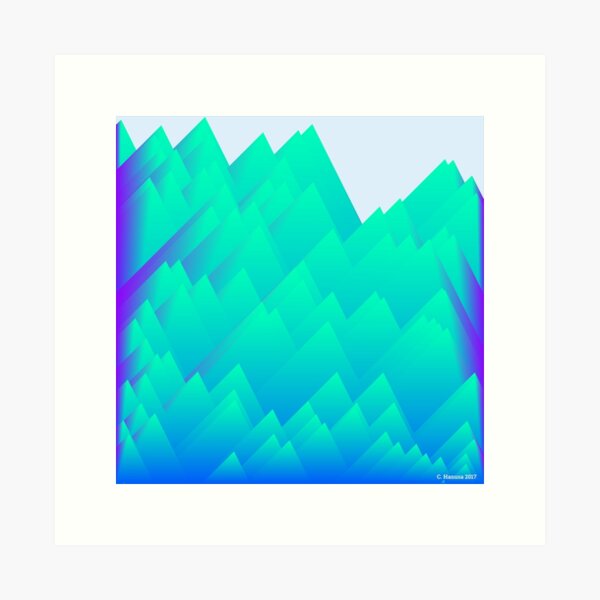 Teal Mountains - Generative Mathematical Art Art Print