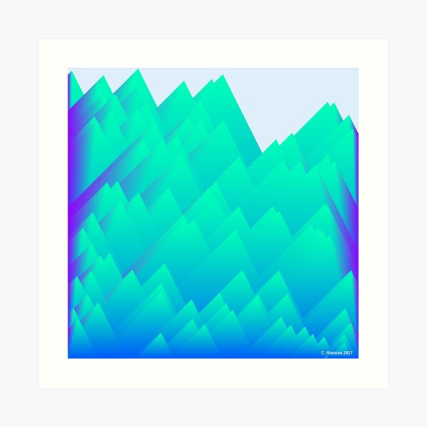 Teal Mountains - Generative Mathematical Art Art Print