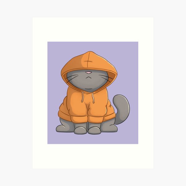 Gato con capucha naranja Lámina artística