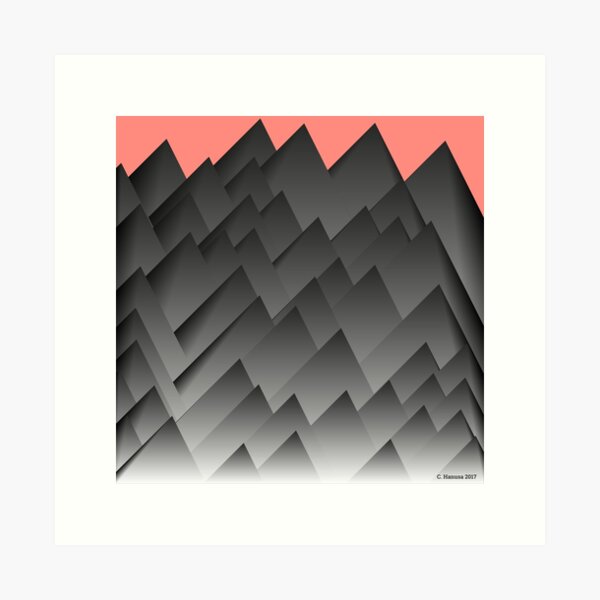 Shadowed Mountains - Generative Mathematical Art Art Print