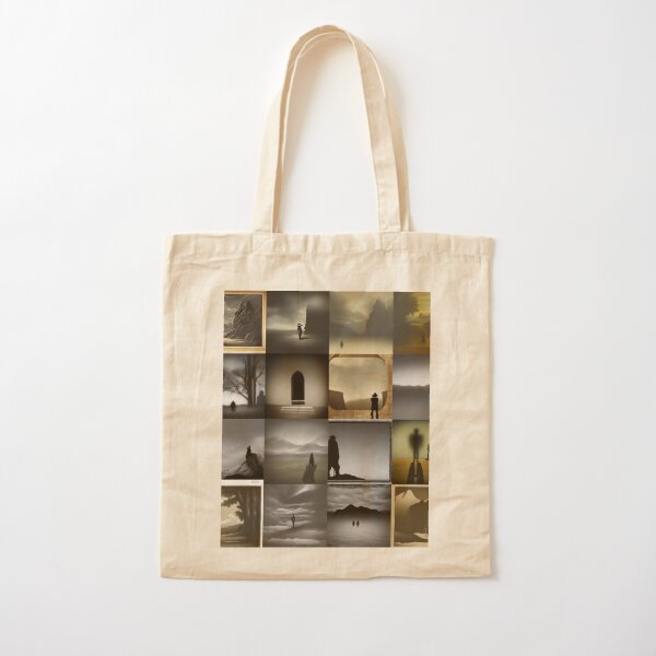 Mystery, intrigue, wonder,  shadowy figure, hidden clue, enigmatic landscape Cotton Tote Bag
