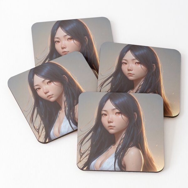 Item preview, Cute asian girl standing near fire at the sunset designed and sold by Oni's Realm  Studio.