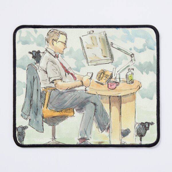 Item preview, Dreaming of escaping the office plein air surreal painting designed and sold by MikeJory.