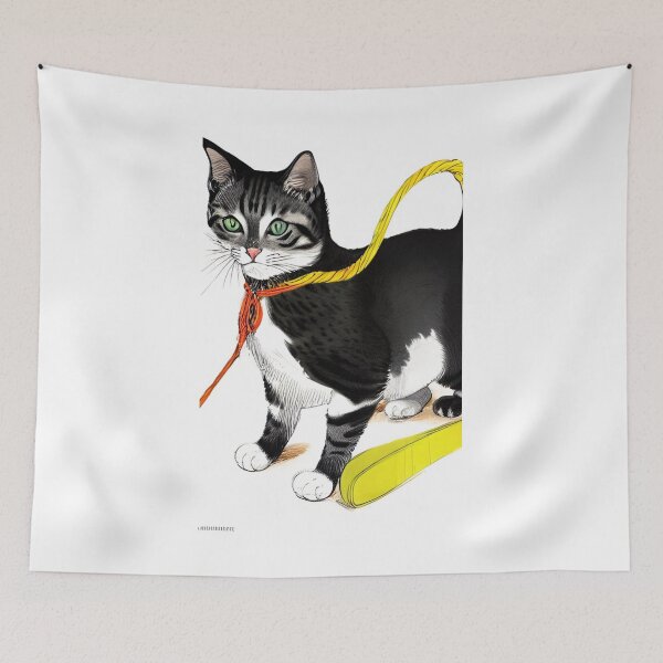 Item preview,  Cat Playing With A Ball Of St classic designed and sold by SociableAnimals.